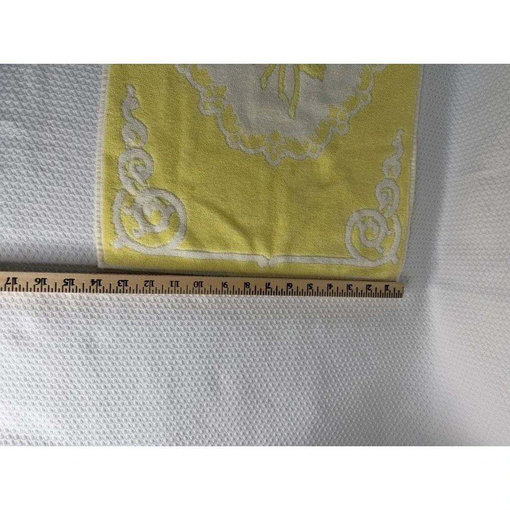 Vintage Rosa Reale Italy Cotton Hand Towels Set of 2 Yellow White Floral Rose